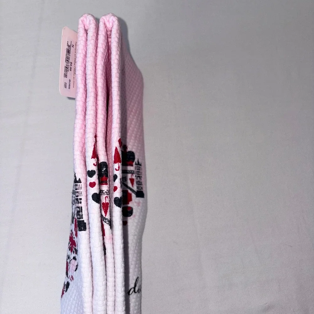Town & Country Living Love‎ in London Kitchen Towels Set of 2 Pink Waffle Weave